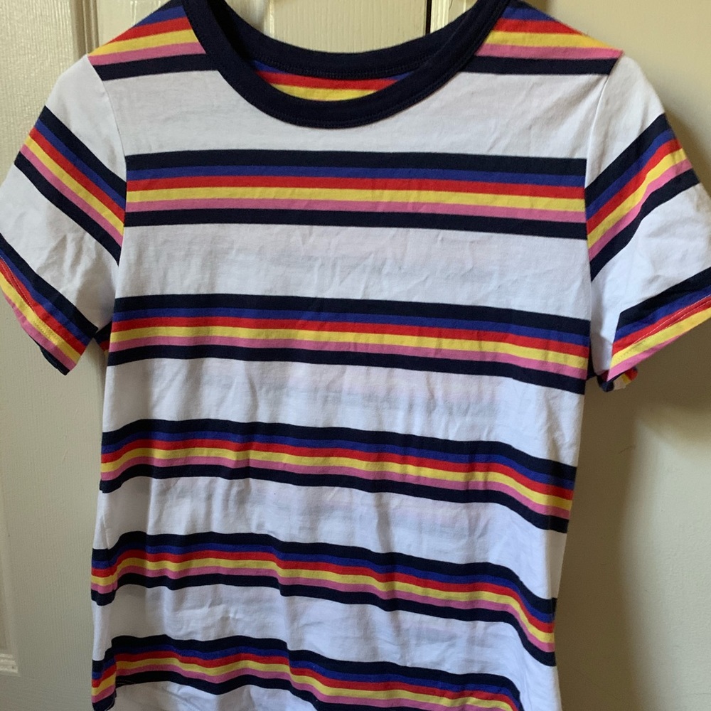 colorful striped tee shirt